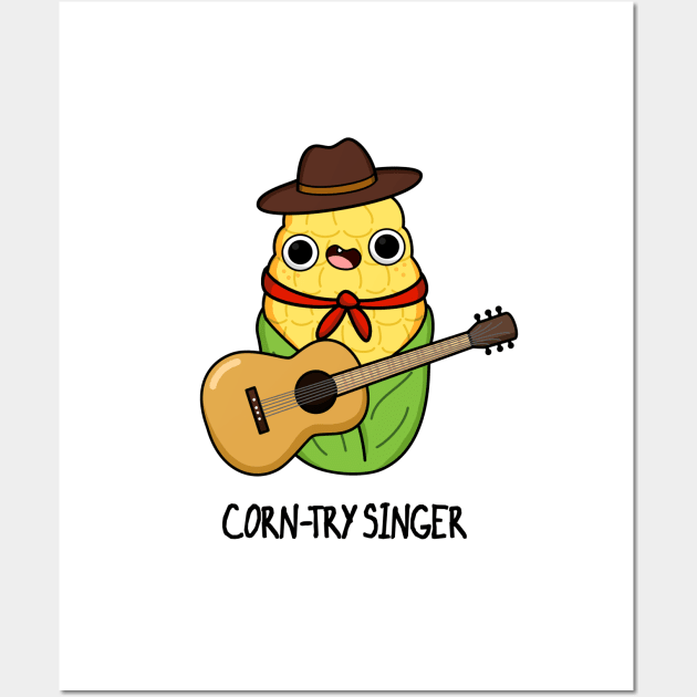 Corn-try Singer Funny Corn Pun Wall Art by punnybone